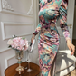 Handmade Modern Qipao .Jacquard floral cheongsam dress.EVEing dress