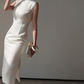 Minimalist white Cheongsam, sleeveless dress for everyday, Chinese vintage dress