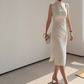 Minimalist white Cheongsam, sleeveless dress for everyday, Chinese vintage dress