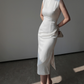 Minimalist white Cheongsam, sleeveless dress for everyday, Chinese vintage dress