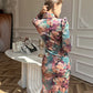 Handmade Modern Qipao .Jacquard floral cheongsam dress.EVEing dress