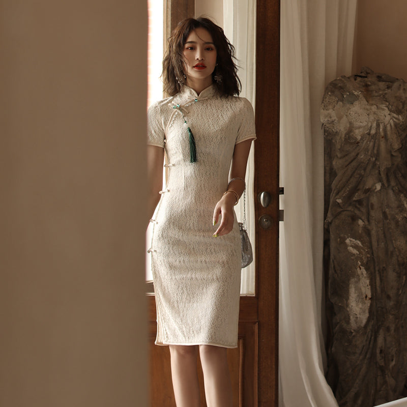 white short wedding dress cheongsam dress