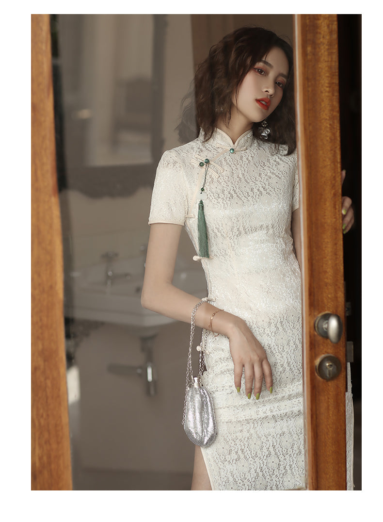 white short wedding dress cheongsam dress