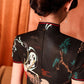 Black knee-length cheongsam dress. modern qipao. Custom dresses. Polyester and cotton blend