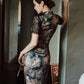 Sexy cheongsam dress with lace sleeves. Fully lined. custom dress