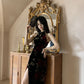 Sexy halter neck silk cheongsam. Off-the-shoulder Chinese dress.